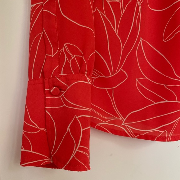 Ann Taylor Long Sleeve Blouse Orange Floral Print - Picture 4 of 4
